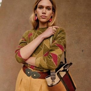 Sézane || mohair blend argyle sweater || size small